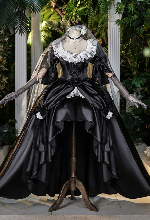Halloween Cosplay Costume Dress with Pantyhose and Veil