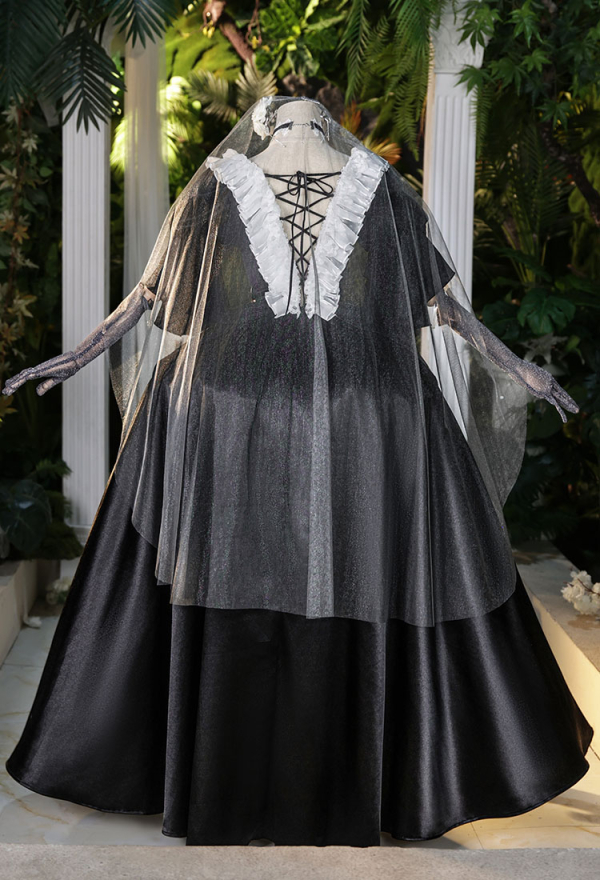 Halloween Cosplay Costume Dress with Pantyhose and Veil