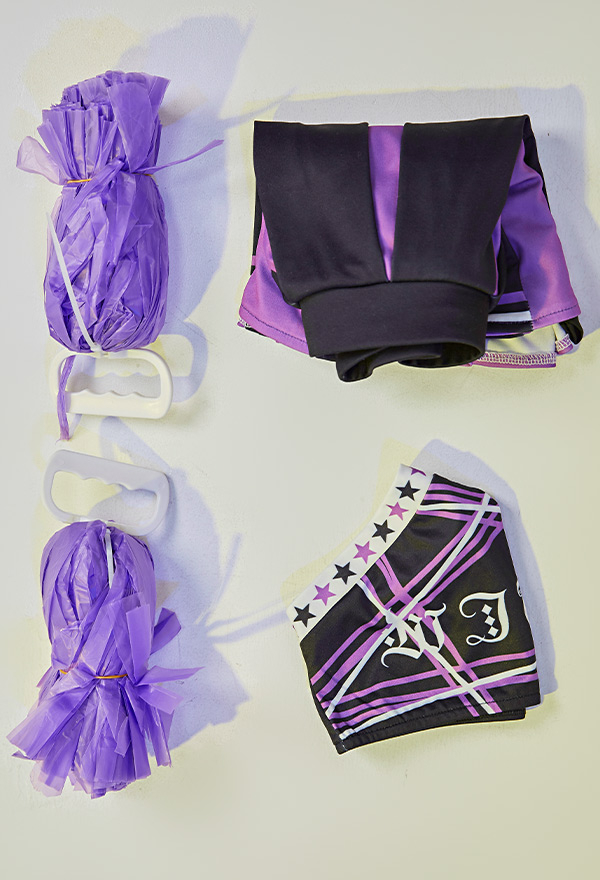 Zombie Cheerleader Demon Women Pastel Goth Star Print Halter Cheerleader Costume for Halloween Zombie Cheerleader Demon Women Pastel Goth Star Print Halter Cheerleader Costume for Halloween