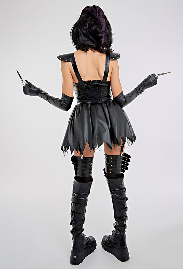 Edward Women Gothic Black Mini Dress Halloween Cosplay Costume Edward Women Gothic Black Mini Dress Halloween Cosplay Costume