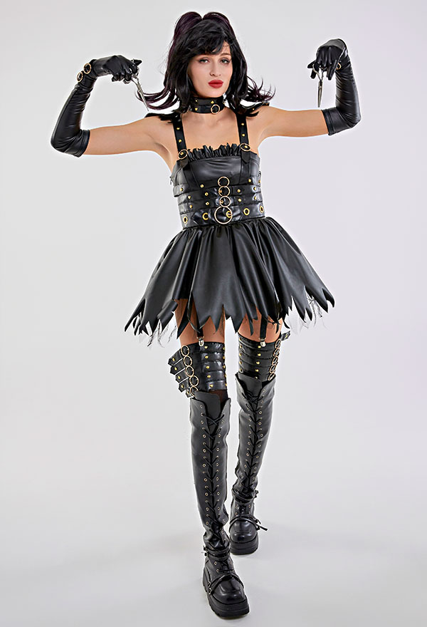 Edward Women Gothic Black Mini Dress Halloween Cosplay Costume Edward Women Gothic Black Mini Dress Halloween Cosplay Costume
