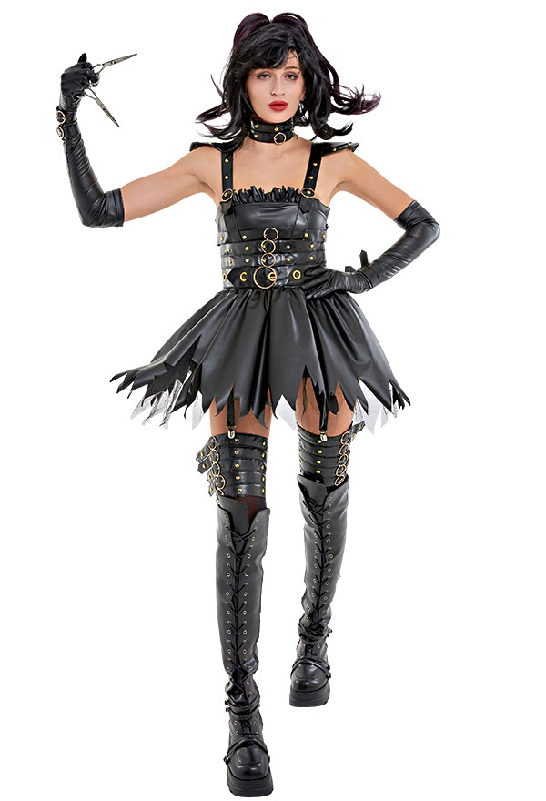 Edward Women Gothic Black Mini Dress Halloween Cosplay Costume Edward Women Gothic Black Mini Dress Halloween Cosplay Costume