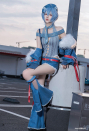 Anime Girl Cosplay Costume Knitted Bodysuit Set with Denim Shorts Jacket and Hat