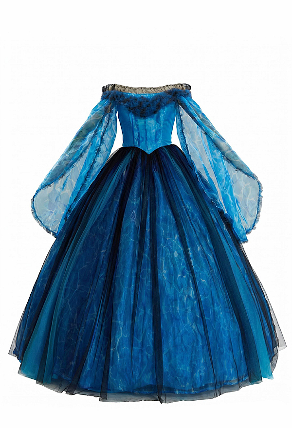 Stitched by Grace Halloween Blue Off-the-Shoulder Long Dress Bell-Sleeve Layered Dress Stitched by Grace Halloween Blue Off-the-Shoulder Long Dress Bell-Sleeve Layered Dress