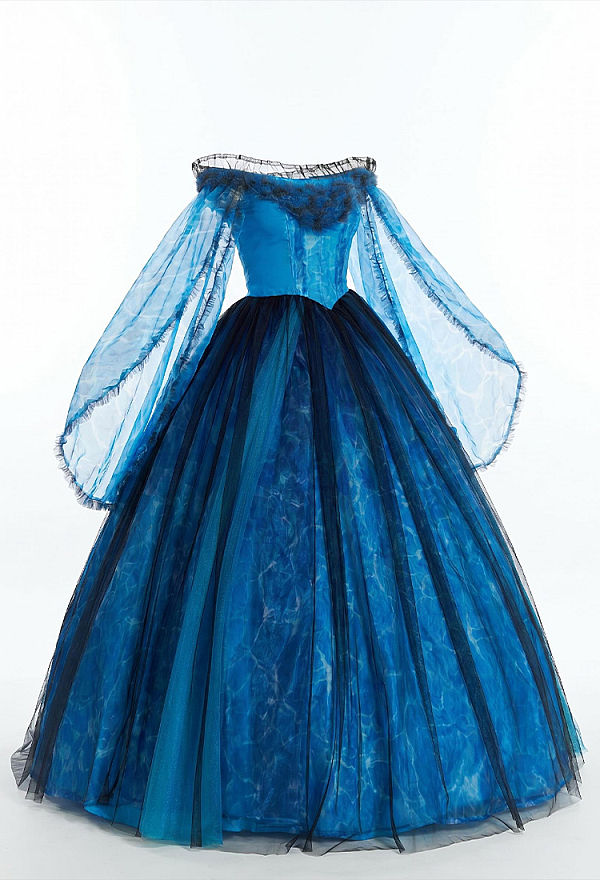 Stitched by Grace Halloween Blue Off-the-Shoulder Long Dress Bell-Sleeve Layered Dress Stitched by Grace Halloween Blue Off-the-Shoulder Long Dress Bell-Sleeve Layered Dress