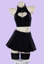 Miss Misa Cosplay Costume Black Cutout Top and Skirt with Stockings