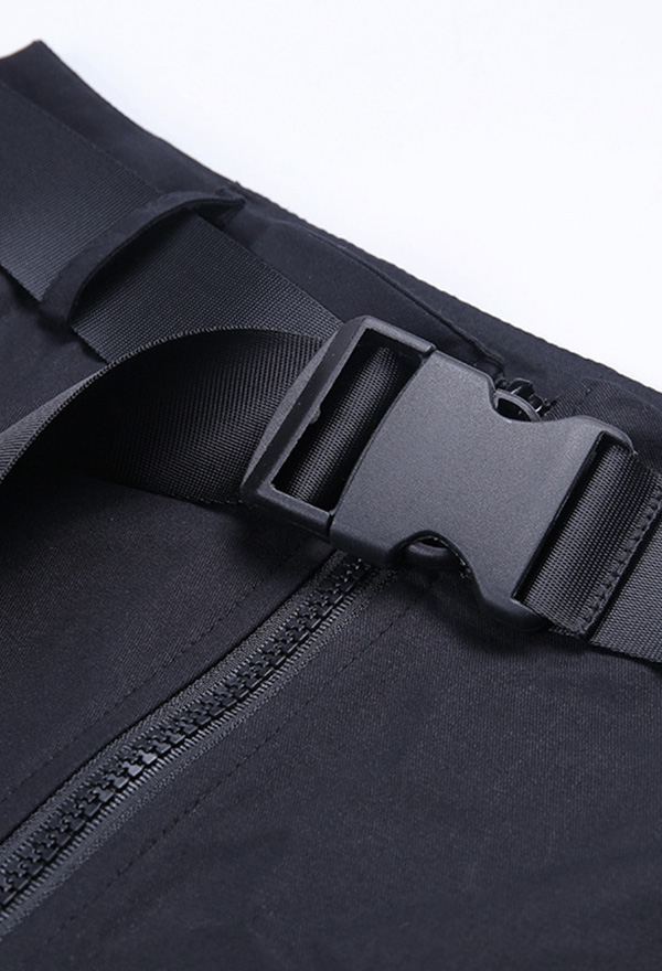 Gothic Fashion Casual BF Pants Street Style Black Polyester Multi-Pockets Overalls Pants Gothic Fashion Casual BF Pants Street Style Black Polyester Multi-Pockets Overalls Pants