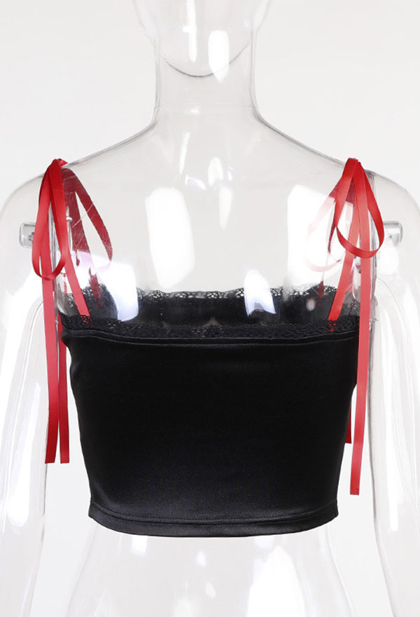 Gothic Summer Vintage Stylish Navel Camisole Black Lace Up Cross Embroidered Sleeveless Bondage Sling Tank Top Gothic Summer Vintage Stylish Navel Camisole Black Lace Up Cross Embroidered Sleeveless Bondage Sling Tank Top