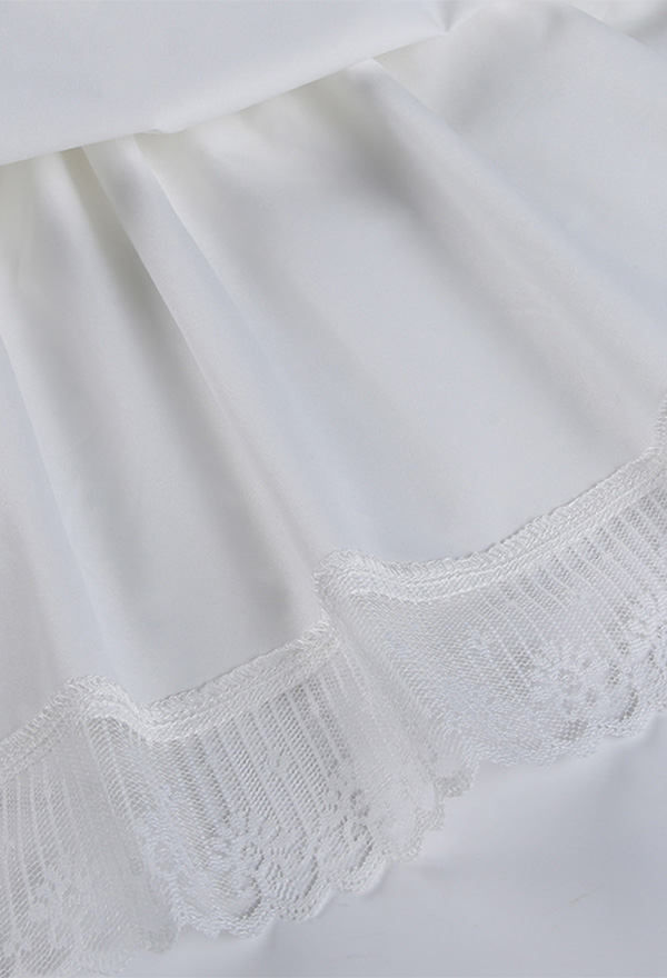 Women Stylish Short Puff Sleeve Mini Dress Gothic Mall Goth Polyester High Waist Front Strap Lace Hem Dress Women Stylish Short Puff Sleeve Mini Dress Gothic Mall Goth Polyester High Waist Front Strap Lace Hem Dress
