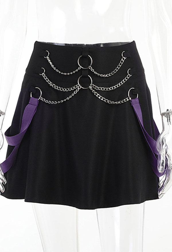 Egirl Fashion Dark Aesthetic Two Piece Set Goth Style Pastel Cross Strap Cami Top Layered Chain Decorated Mini Skirt Spring Set