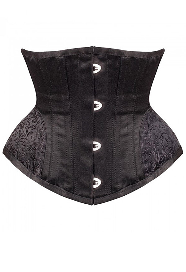 Women Gothic Vampire Side Floral Pattern Buckle-Up Underbust Corset