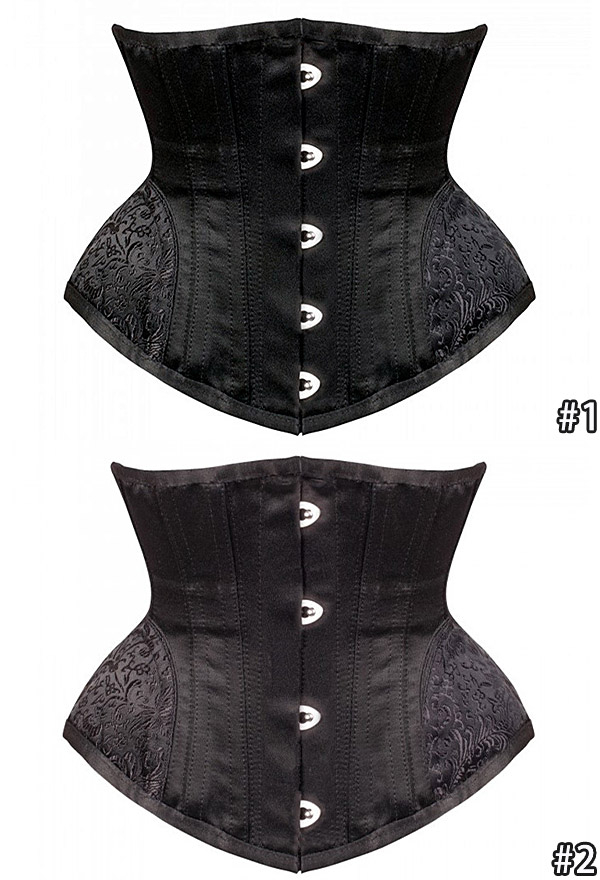 Women Gothic Vampire Side Floral Pattern Buckle-Up Underbust Corset