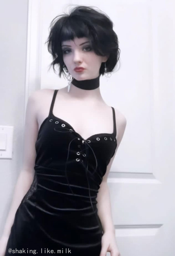 Halloween Gothic Black Dress Vampire Hollow High-Slit Long Sling Dress with Shrug Halloween Gothic Black Dress Vampire Hollow High-Slit Long Sling Dress with Shrug