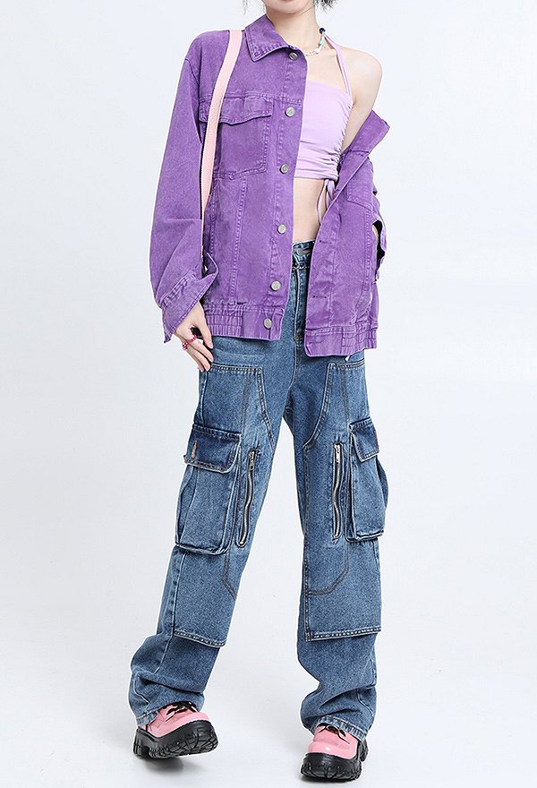 Lavender Fantasy Y2K Girls Hot Style Purple Cotton Drawstrings Halter Tube Top for Summer