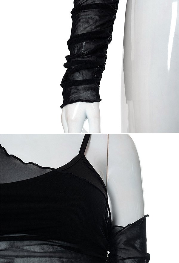Gothic Off-Shoulder Pullover Mesh Strapless Long Sleeve Two-Piece Top Gothic Off-Shoulder Pullover Mesh Strapless Long Sleeve Two-Piece Top
