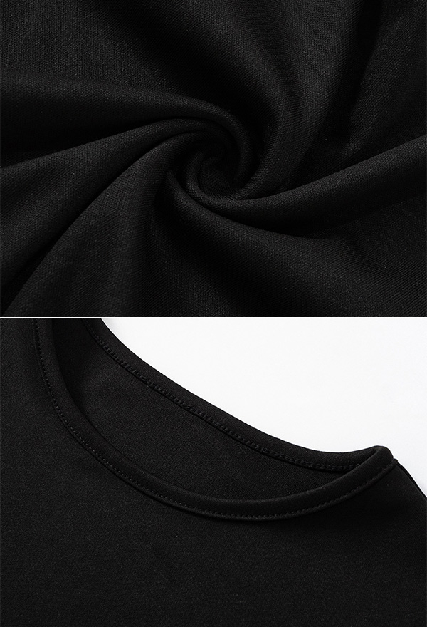 Gothic Long-Sleeved Lace-Up Split Dress Unique Design Black Dress