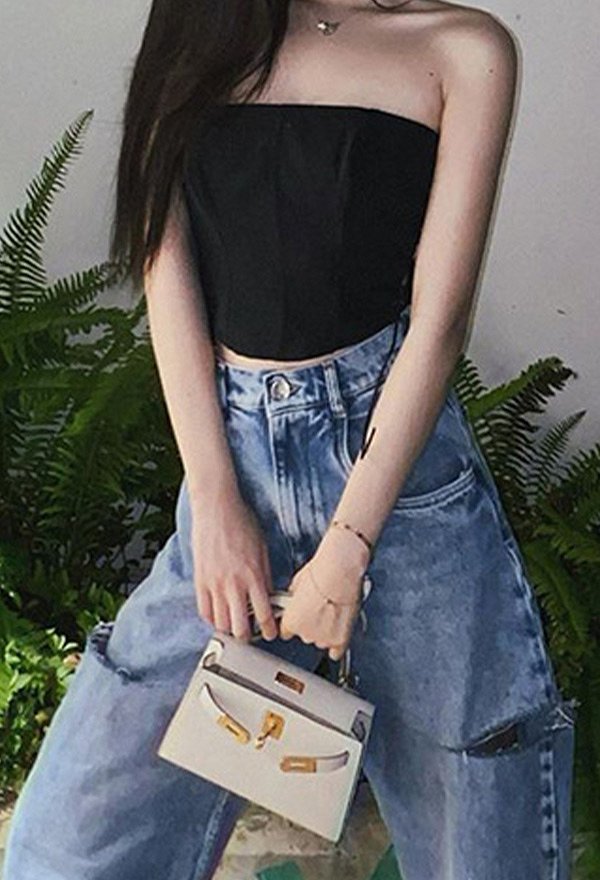 Gothic Sleeveless Wrap Backless Sides Straps Top Black Bustier Top Gothic Sleeveless Wrap Backless Sides Straps Top Black Bustier Top