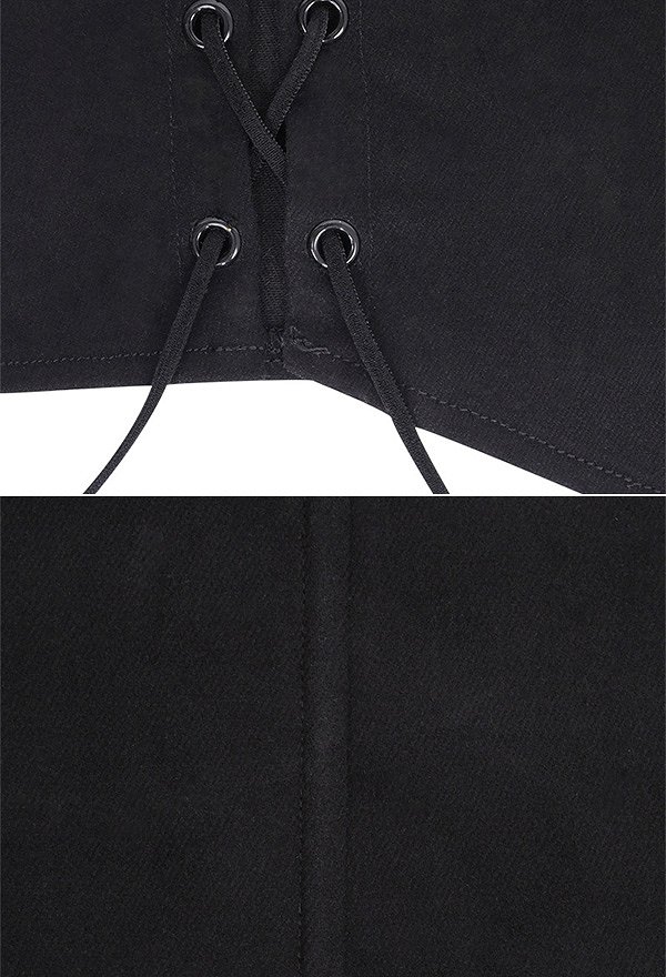 Gothic Sleeveless Wrap Backless Sides Straps Top Black Bustier Top Gothic Sleeveless Wrap Backless Sides Straps Top Black Bustier Top