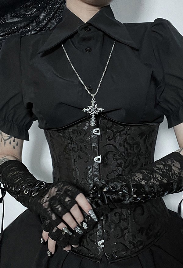 Gothic Puff Sleeve Design Lapel Shirt Dark Style Blouse