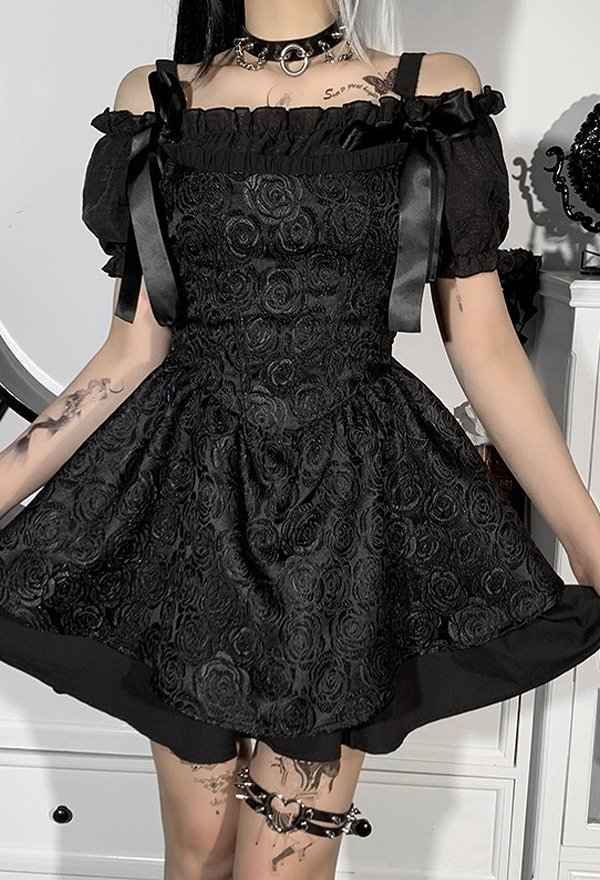 Hot Girl Gothic High Waist Bodycon Mini Dress Jacquard Design Mini Cami Dress