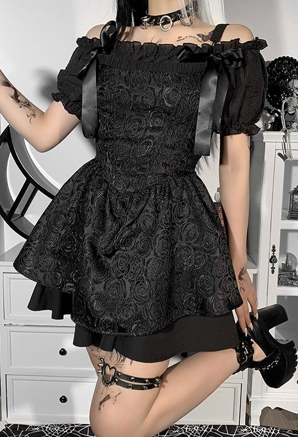 Hot Girl Gothic High Waist Bodycon Mini Dress Jacquard Design Mini Cami Dress