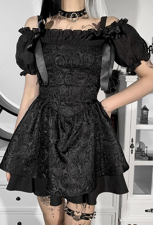 Hot Girl Gothic High Waist Bodycon Mini Dress Jacquard Design Mini Cami Dress