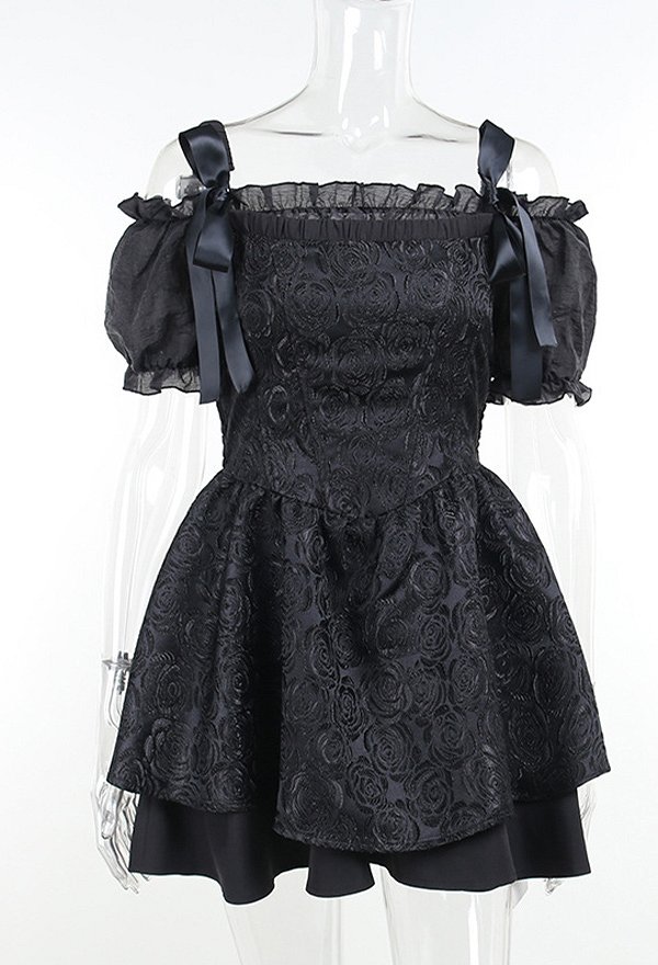 Hot Girl Gothic High Waist Bodycon Mini Dress Jacquard Design Mini Cami Dress
