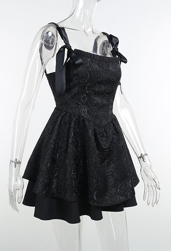 Hot Girl Gothic High Waist Bodycon Mini Dress Jacquard Design Mini Cami Dress