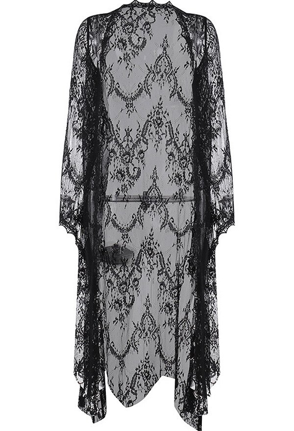 Gothic Hollow See-through Lace Top Long Sleeves Bat Hem Dark Style Women Top Gothic Hollow See-through Lace Top Long Sleeves Bat Hem Dark Style Women Top