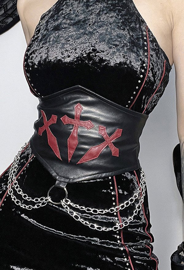Hot Girl Gothic Slim Fit Dress Stylish Sleeveless Velvet Summer Halter Dress