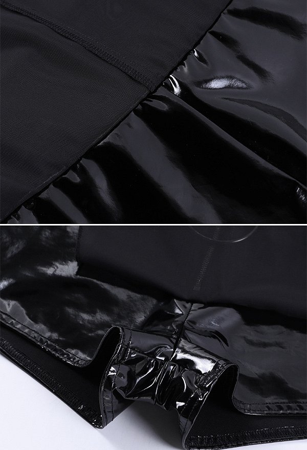 Gothic High Split Mesh Sheer Skirt Black Slim PU Leather Stylish Skirt Gothic High Split Mesh Sheer Skirt Black Slim PU Leather Stylish Skirt