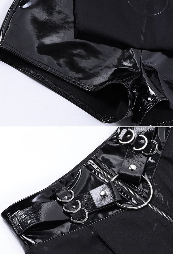 Gothic High Split Mesh Sheer Skirt Black Slim PU Leather Stylish Skirt Gothic High Split Mesh Sheer Skirt Black Slim PU Leather Stylish Skirt