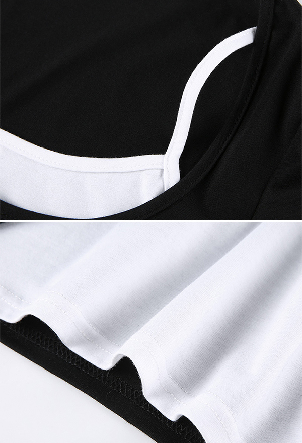 Gothic Square Neck Crop Top Slim Fit Fake Two-Piece Navel Top
