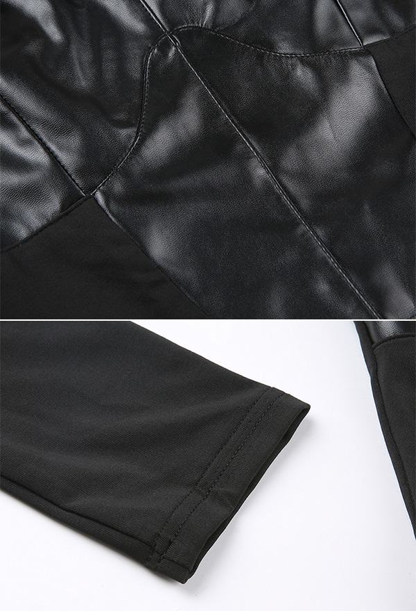 Gothic Punk Style PU Leather Patchwork Slim Top with Mental Buckle Black Buckle Top Gothic Punk Style PU Leather Patchwork Slim Top with Mental Buckle Black Buckle Top