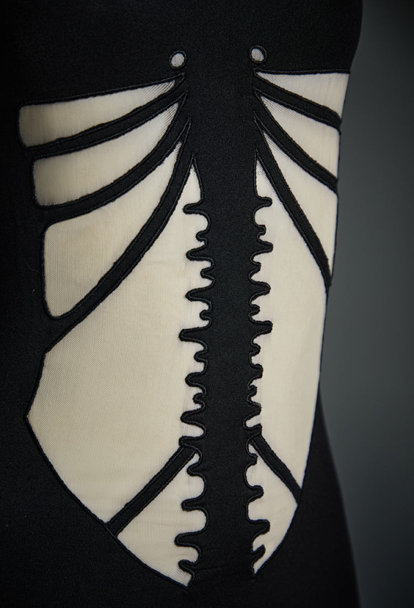Moonlight Devil Gothic Style Black Dress Skeleton Hollow Cutout Patchwork Dress