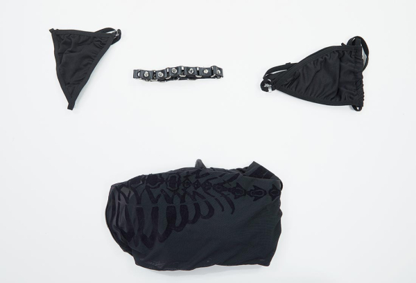 Bone To Be Wild Gothic Black Sexy Lingerie Skeleton Print See Though Dress and Bikini Set with Choker
