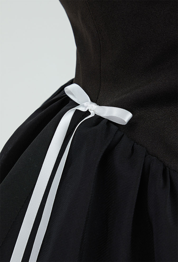 Halloween Gothic Black Tube Dress Cutout Strappy Bondage Dress with Gloves Halloween Gothic Black Tube Dress Cutout Strappy Bondage Dress with Gloves