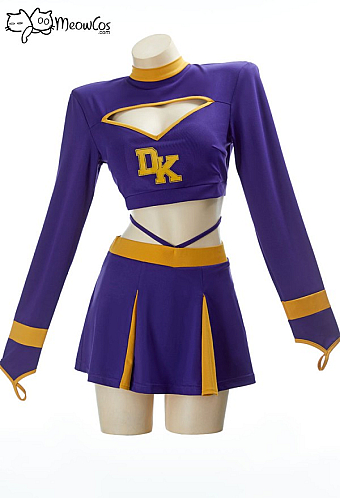 Meowcos.com Jennifer Halloween Gothic Costume Purple Cheerleader Cutout Backless Top Skirt Set