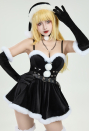 Silent Night Black Bodysuit and Half Skirt Set Dark Furry Christmas Set with Hat Choker Gloves