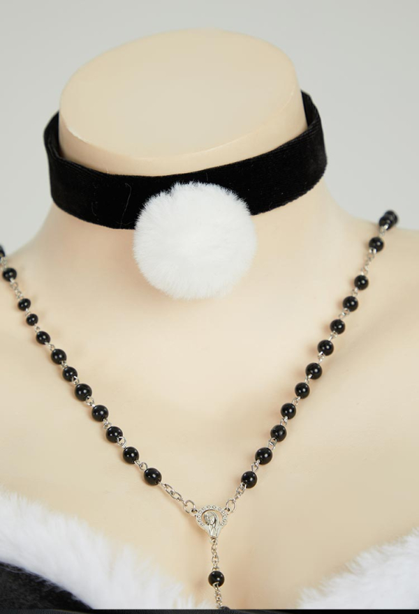 Silent Night Black Bodysuit and Half Skirt Set Dark Furry Christmas Set with Hat Choker Gloves Silent Night Black Bodysuit and Half Skirt Set Dark Furry Christmas Set with Hat Choker Gloves