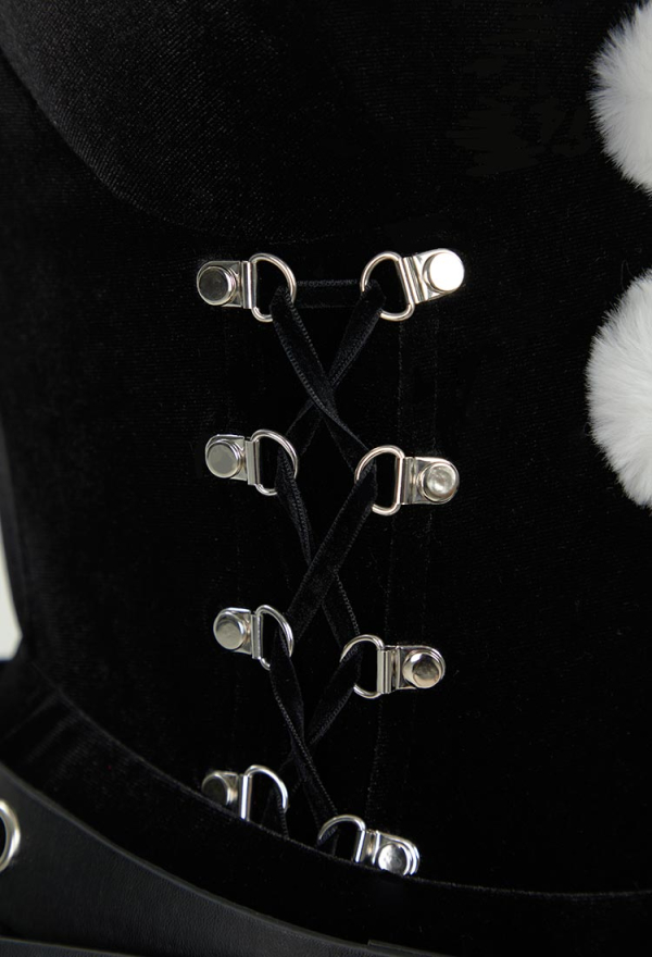 Silent Night Black Bodysuit and Half Skirt Set Dark Furry Christmas Set with Hat Choker Gloves Silent Night Black Bodysuit and Half Skirt Set Dark Furry Christmas Set with Hat Choker Gloves