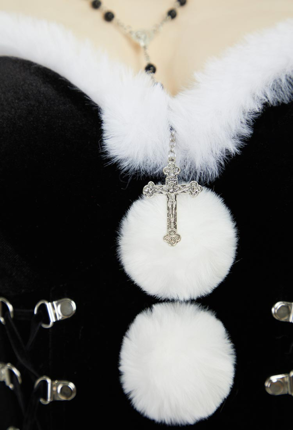 Silent Night Black Bodysuit and Half Skirt Set Dark Furry Christmas Set with Hat Choker Gloves Silent Night Black Bodysuit and Half Skirt Set Dark Furry Christmas Set with Hat Choker Gloves
