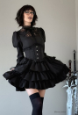 Moonlight Romance Victorian Gothic Black Dress Vintage Court Style Multi Layered Dress with Corset