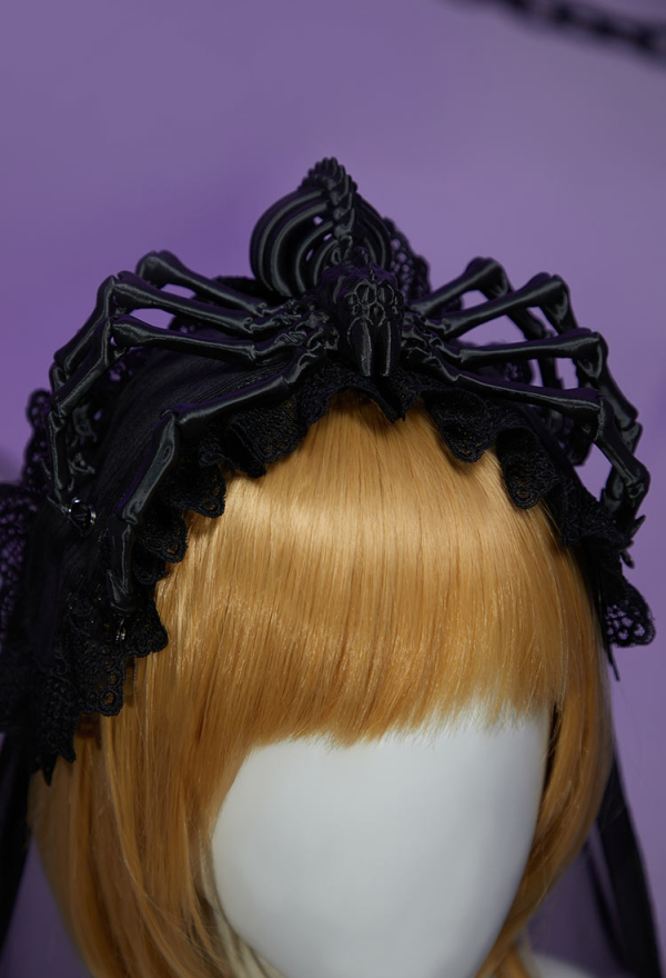 Beauty of Shadow Gothic Spider Sexy Costume Long Sleeves High Split Dress with Veil and Detachable Spider Accessory