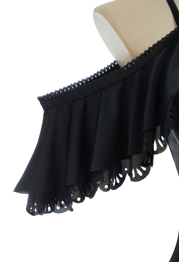 Timeless Abyss Victorian Vintage Style Halter One Piece Swimsuit with Halter Ruffle Shawl Swimwear Bathing Suit Timeless Abyss Victorian Vintage Style Halter One Piece Swimsuit with Halter Ruffle Shawl Swimwear Bathing Suit