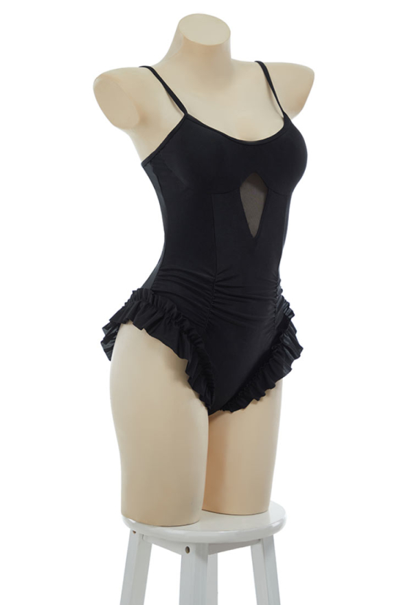 Timeless Abyss Victorian Vintage Style Halter One Piece Swimsuit with Halter Ruffle Shawl Swimwear Bathing Suit Timeless Abyss Victorian Vintage Style Halter One Piece Swimsuit with Halter Ruffle Shawl Swimwear Bathing Suit