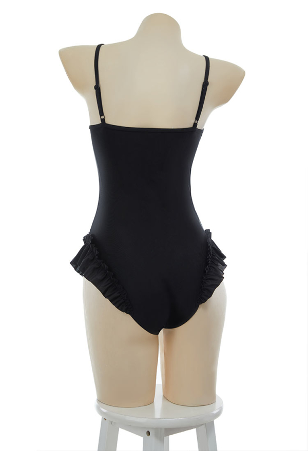 Timeless Abyss Victorian Vintage Style Halter One Piece Swimsuit with Halter Ruffle Shawl Swimwear Bathing Suit Timeless Abyss Victorian Vintage Style Halter One Piece Swimsuit with Halter Ruffle Shawl Swimwear Bathing Suit