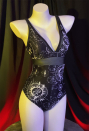 Mystery Cove Gothic Black Star and Moon Printed Swimsuit Set Witch Style V-neck One-Piece Bathing Suit
