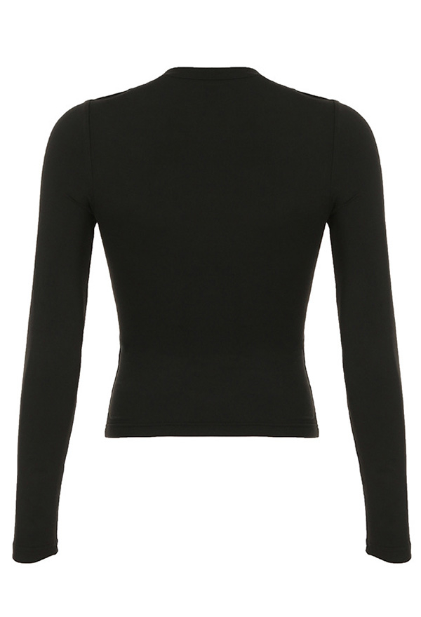 Gothic Black Cutout Long Sleeve Top Dark Style Mesh Patchwork Slim Top Gothic Black Cutout Long Sleeve Top Dark Style Mesh Patchwork Slim Top