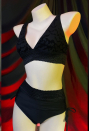 Nocturnal Waves Gothic Black Bat Pattern Two-Piece Swimsuit Deep V Top and Shorts Bathing Suit